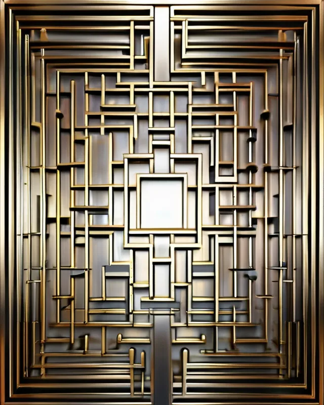 A symmetrical metallic maze.