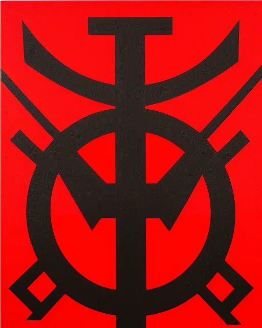 Ralph Lauren polo symbol, eccentric, red and black, perfect, polished, oil on canvas background, airbrush forground, 