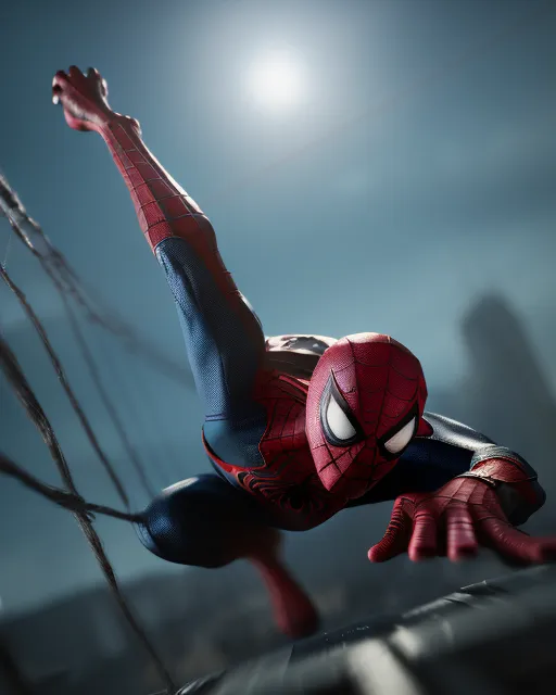 Spiderman slinging webs 4k high - AI Photo Generator - starryai