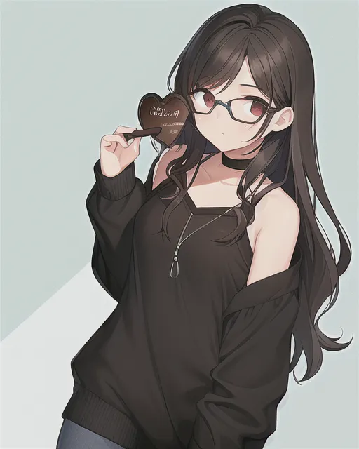 14-year-old Latina girl with shoulder length hair, black glasses, chocolate brown hair and eyes, wearing comfy clothes