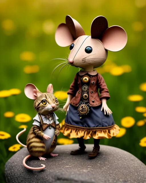 A steampunk mouse on a rock a - Free AI Photo Generator - starryai