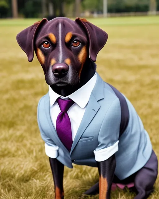 A dog with a suit