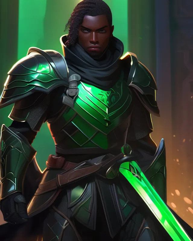 A black armored knight wielding - Free AI Photo Generator - starryai