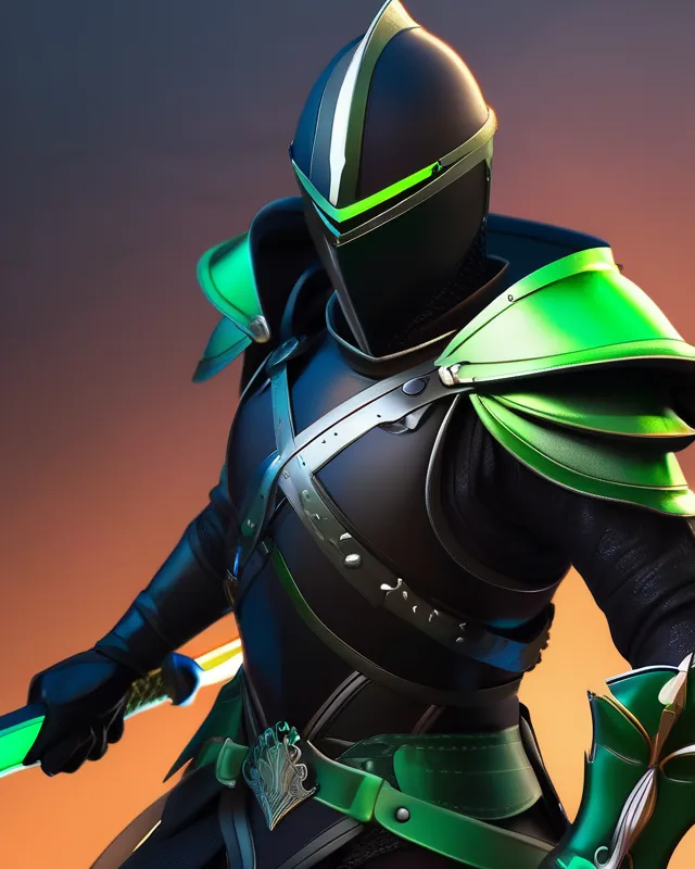 A black armored knight wielding - Free AI Photo Generator - starryai