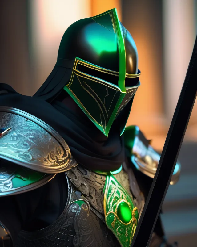 A black armored knight wielding - Free AI Photo Generator - starryai
