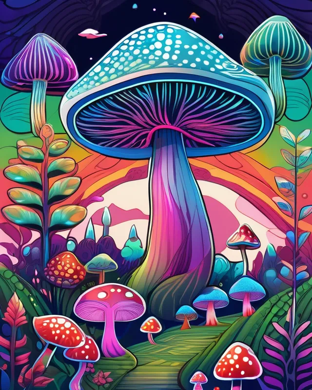 Psychedelic Mushroom World Ultra - Free AI Photo Generator - starryai