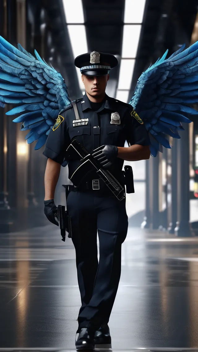 Police Angel Police officer Angel wings, thin - Free AI Photo Generator - starryai