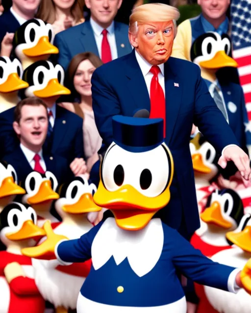President Donald Duck holding - Free AI Photo Generator - starryai