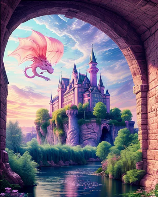 fantasy landscape a castle a it, - Free AI Photo Generator - starryai