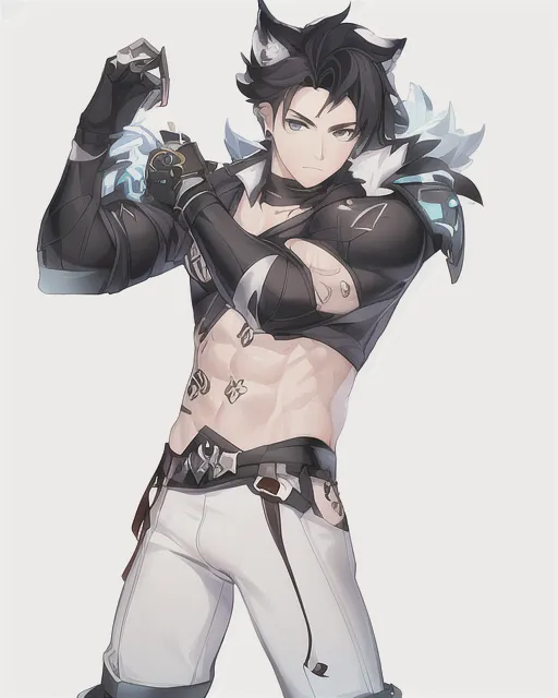 Muscular anime men - AI Photo Generator - starryai