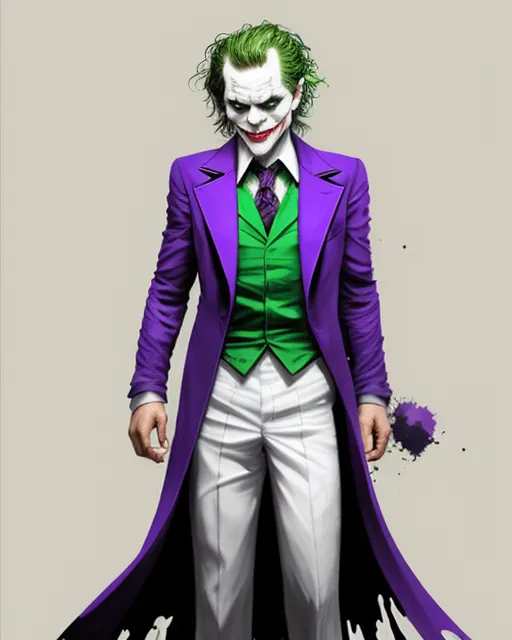 The Joker in full white institution outfit, Comic, concept art