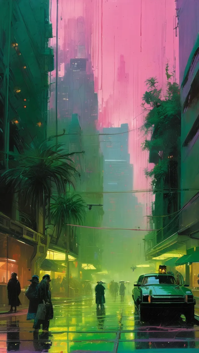 Rainy Day DownTown - Free AI Photo Generator - starryai