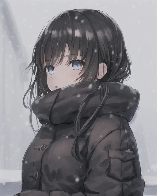 Girl in the snow wearing black