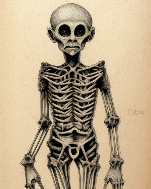 Detailed Écorché Drawing of a creepy under Earth humanoid