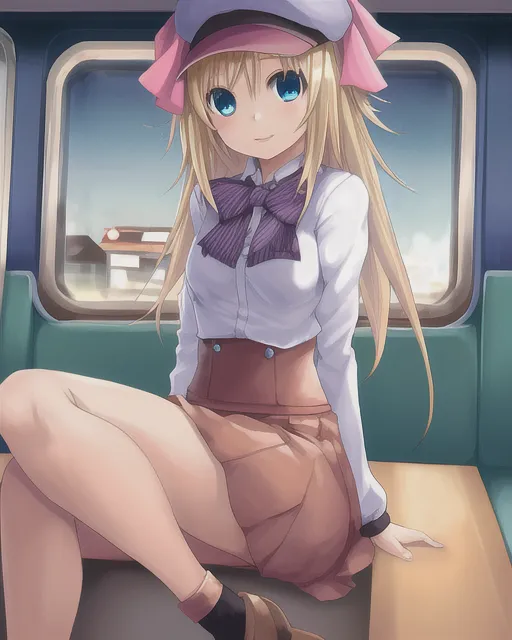 cute young girl sitting on a , - Free AI Photo Generator - starryai