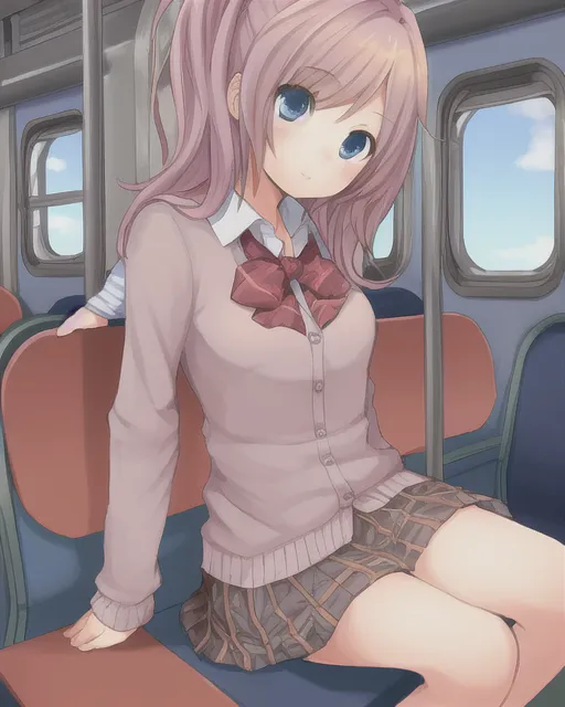 cute young girl sitting on a , - Free AI Photo Generator - starryai