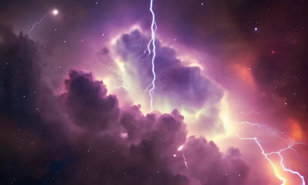 Deepspace nebula cloud lightning - Free AI Photo Generator - starryai