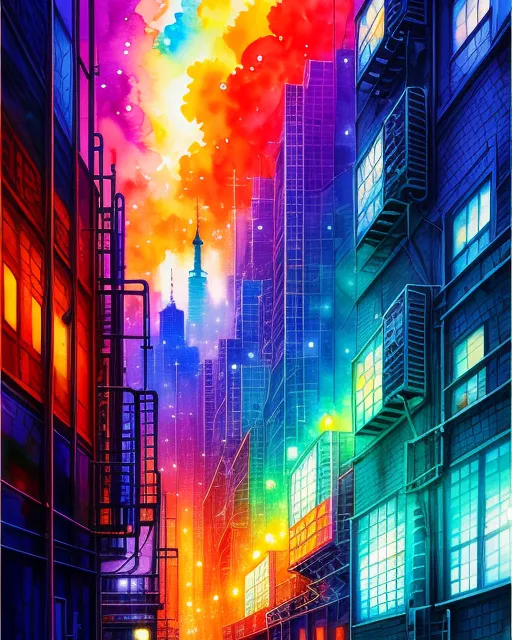 Colourful Downtown - Free AI Photo Generator - starryai