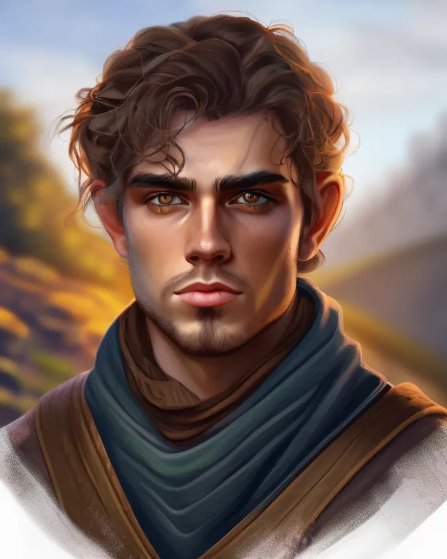 Young Irish peasant amber eyes male - AI Photo Generator - starryai