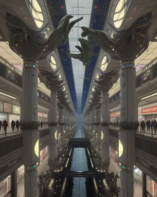 Alien City, Lots Aliens, Shopping - Free AI Photo Generator - starryai