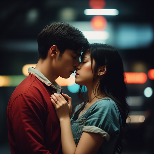 Cuddle, kiss , couple , - AI Photo Generator - starryai