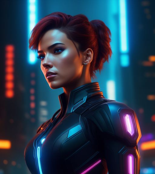 Black Widow a Tron Suit, Marvel x HD - AI Photo Generator - starryai