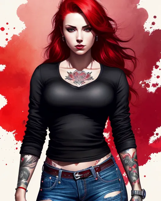 Beautiful Women with Red Hair and Tattoos