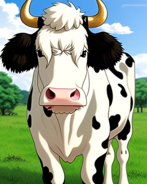 Holstein cow in anime style ￼