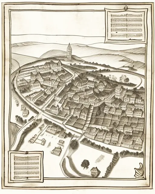 Map a medieval town near a rutted - Free AI Photo Generator - starryai