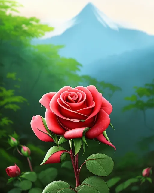 beautiful stunning rose buds, in tropical forest mountain background, realistic, stunning hyper realistic photograph, extremely detailed photo of an amazing Incredibly beautiful, cinematic scene, high resolution, highly detailed, super detailed, sharp focus, smooth, hyper realistic, bright lights, 8 life-size, 16k Resolution, 8k Resolution, curiously complete, elegant, close to perfection, dynamic, concept art, smooth