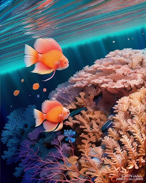 A majestic aerial view of the Great Barrier Reef, capturing the vibrant colors and patterns of the coral, with a focus on clarity and sharpness to show the delicate ecosystem, 12mm shot.