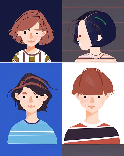 One Boy Has Long Hair On Head And One Boy Has Short Hair On Head And Between The Boys There Must Be A Straight Line. there should be only two boys