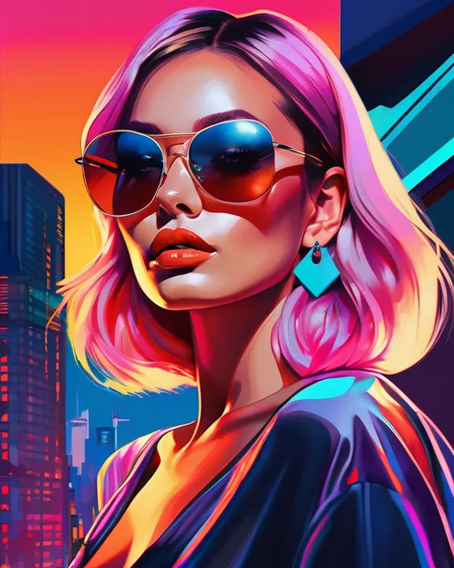 Gandrayda, synthwave painting, sunset - AI Photo Generator - starryai