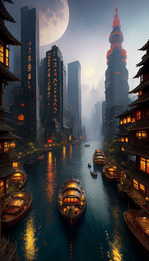 Starry Sky City Series - Free AI Photo Generator - starryai