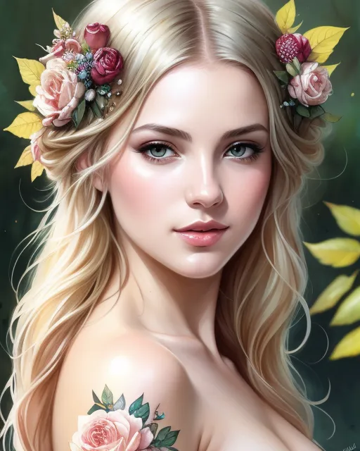 Beautiful large chested fairy wrapped - AI Photo Generator - starryai