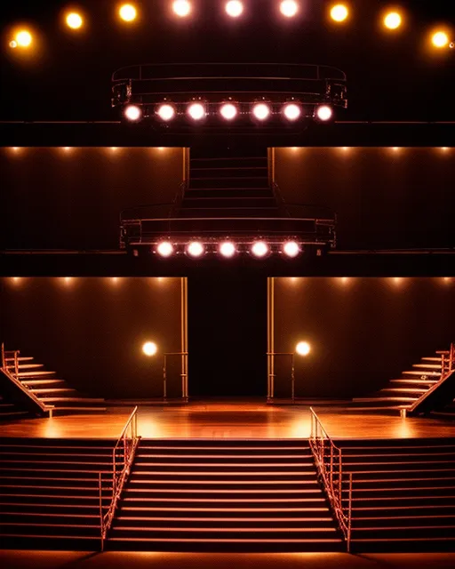 A beautiful stairway on a stage with the lights above  