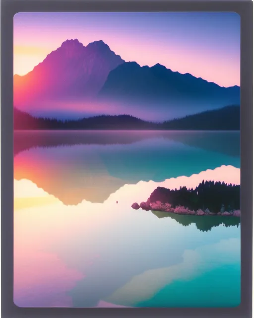 Lake, surrounded mountains - Free AI Photo Generator - starryai