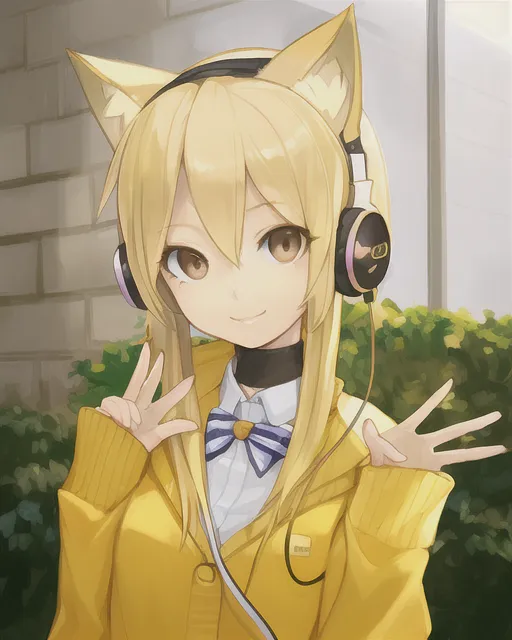 A blonde girl cat ears bright - Free AI Photo Generator - starryai