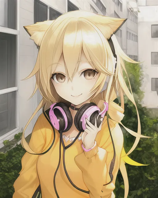 A blonde girl cat ears bright - Free AI Photo Generator - starryai