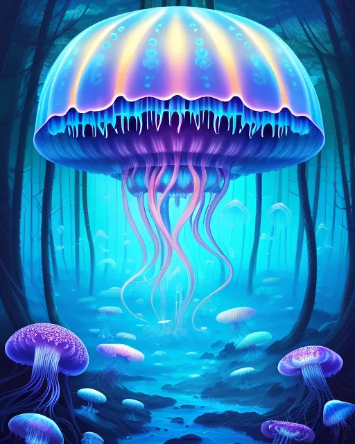 Jellyfish forest, digital art, - Free AI Photo Generator - starryai
