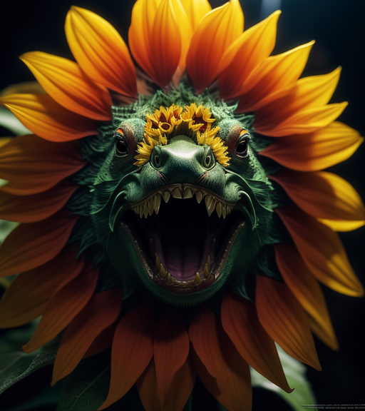 Angry sunflower - AI Photo Generator - starryai