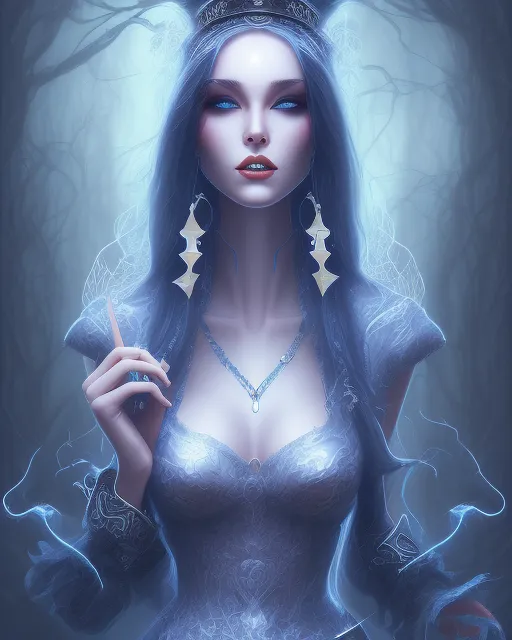 beautiful witch in blue clothing