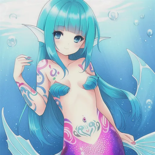 Kawaii water fairy mermaid anime eyes - AI Photo Generator - starryai