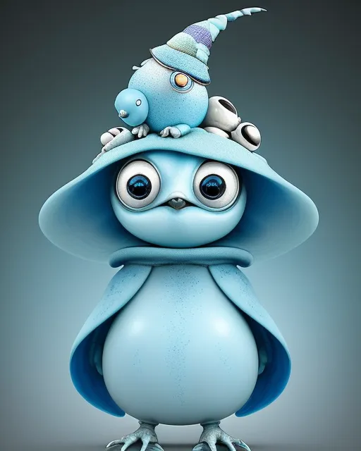 Insanely Cute Baby Blue Jay Alien Ben - AI Photo Generator - starryai