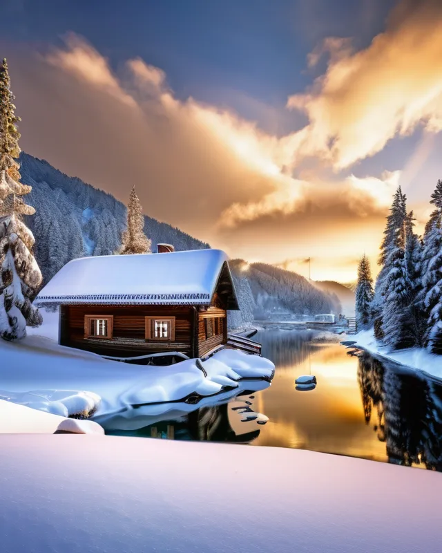 Snowy Alpine Village 🌨️ - Free AI Photo Generator - starryai
