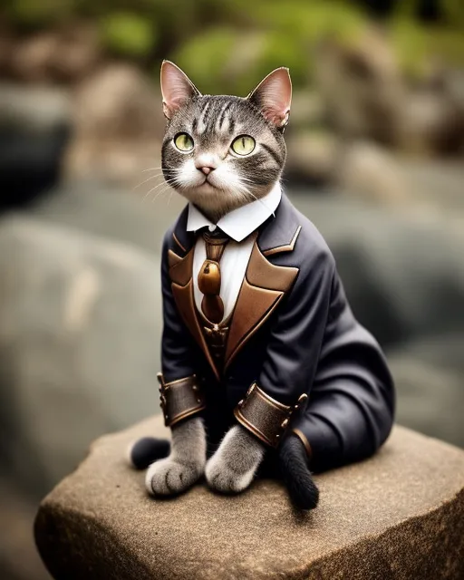 A cat facing forward a steampunk - Free AI Photo Generator - starryai