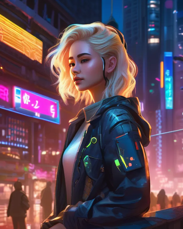 Beautiful girl cyberpunk fantasy art wallpaper background 