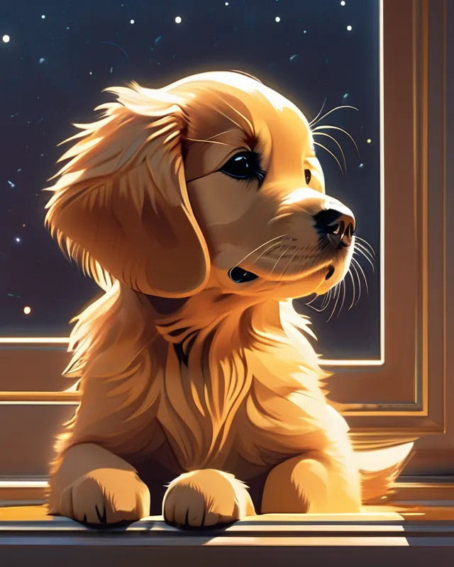 A cute golden retriever puppy - Free AI Photo Generator - starryai