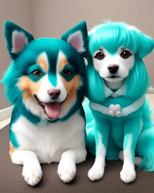 A anime dog and a anime teal girl 