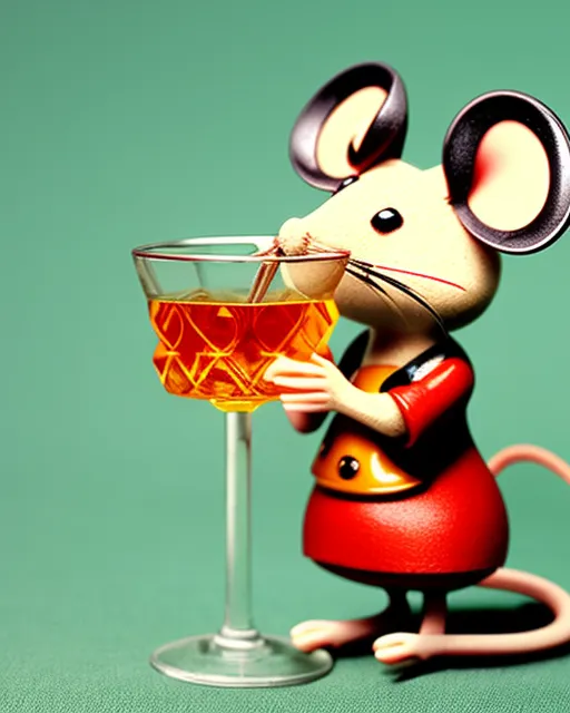 Miki mouse drinking whisky, - AI Photo Generator - starryai